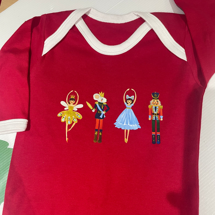 Pre-made - Nutcracker red/white sleepsuit (can be personalised with name) - 3-6 months