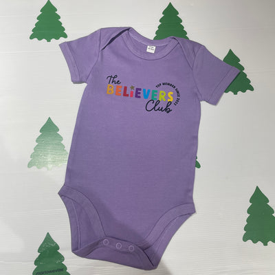 Pre-made - the believers club (2022) lilac baby vest - 6-12 months