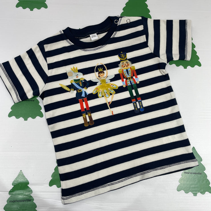 Pre-made- Vintage nutcracker stripe tee - Size 18-24 Months (name can be added)
