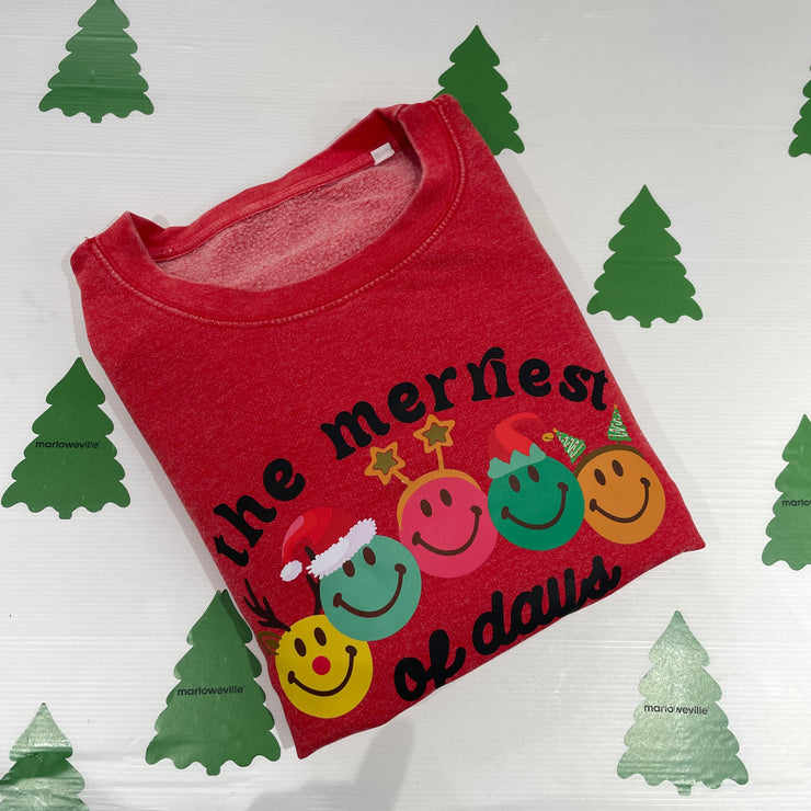 Pre-made- merriest of days red adult sweater M
