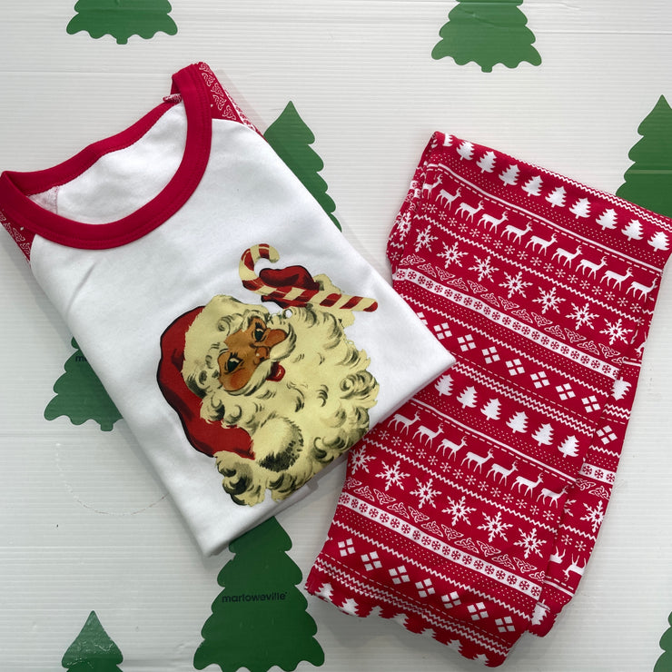 Pre-made - Christmas santa kids pyjamas - 4-5 years (name can be added in glitter)