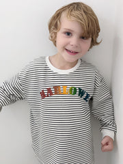 Personalised Arch Name Striped Slouch kids Sweater