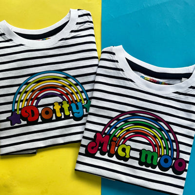 Retro rainbow name Kids Stripe T-Shirt