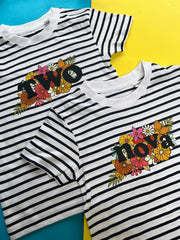 Retro flowers name Kids Stripe T-Shirt