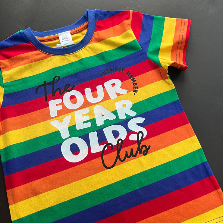 The birthday club bright rainbow striped Tee