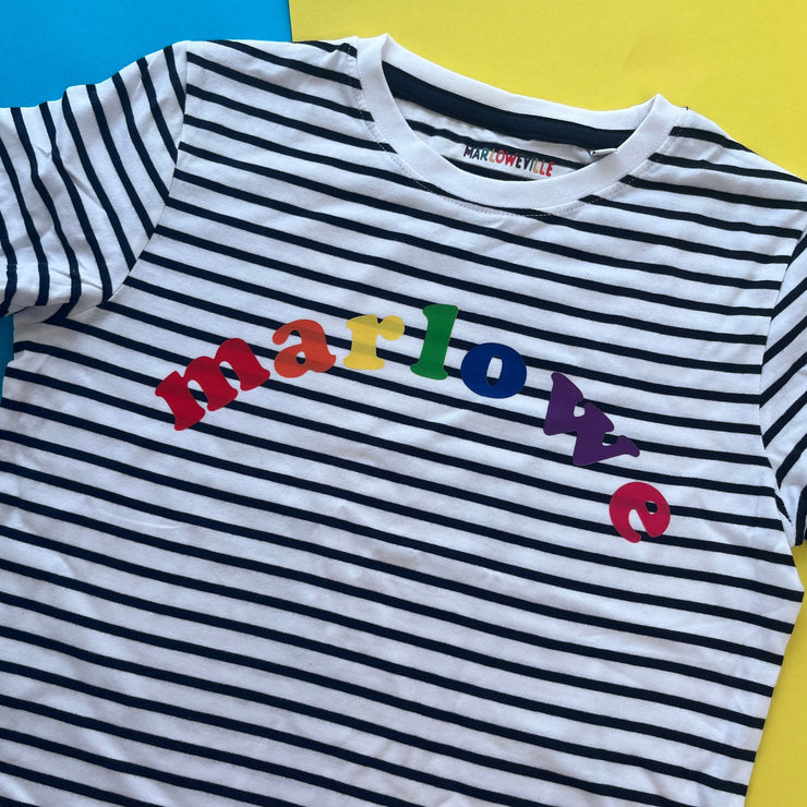 Multicolour arch name striped t-shirt