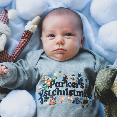 First Christmas moniker Baby Footed Romper/ Vest