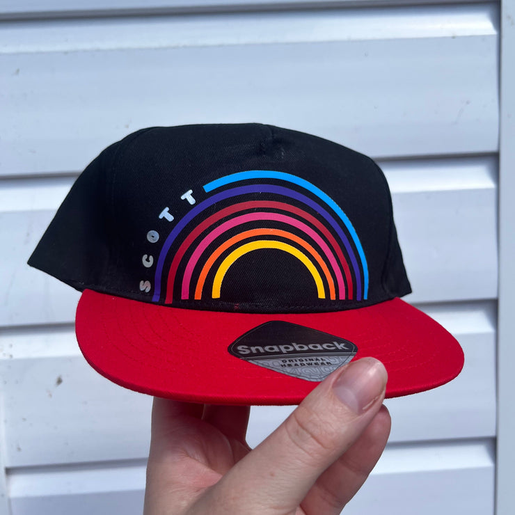Kids personalised hat- End of the Rainbow name Snap Back/ Cap
