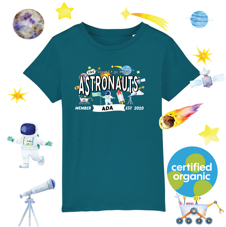 Mini Dreams astronaut kids (personalised) organic t-shirt