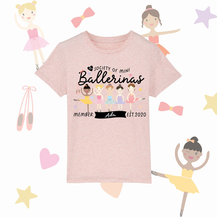 Mini Dreams Ballerina kids (Personalised) organic t-shirt