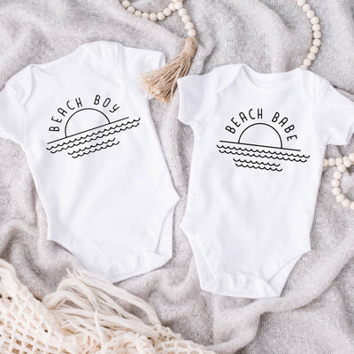 Beach Boy/ babe Short Sleeved Baby Vest