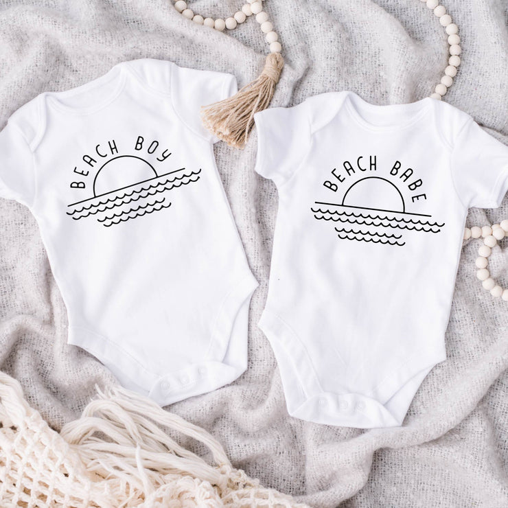 Beach Boy/ babe Short Sleeved Baby Vest