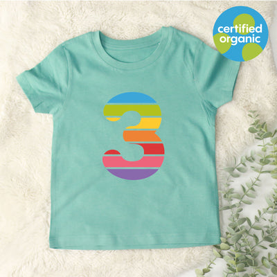 Birthday Big Rainbow Number Kids Organic T-Shirt