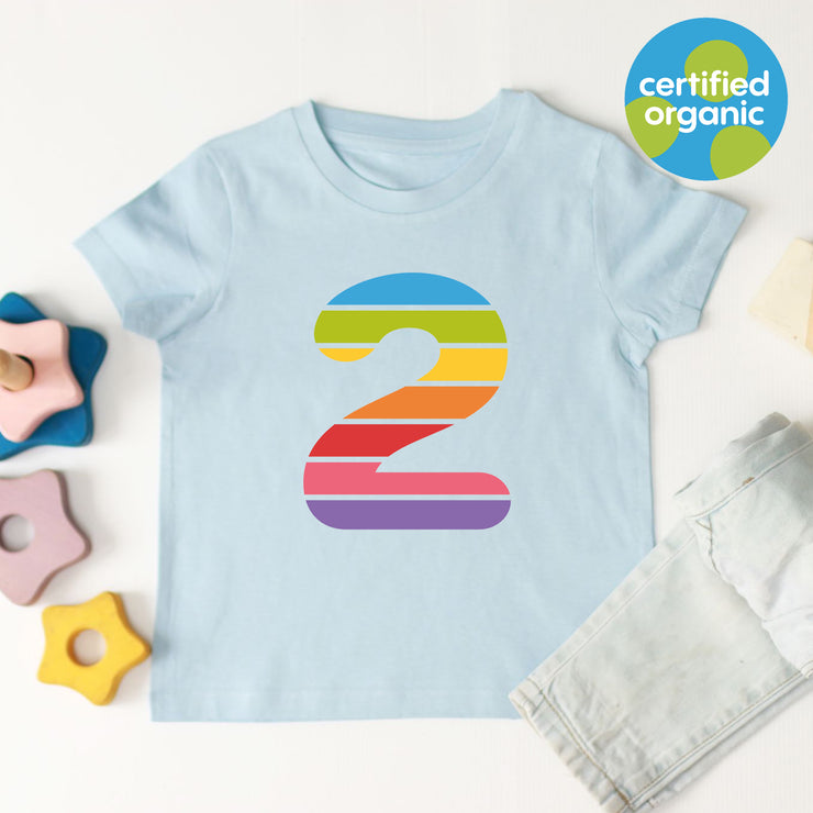 Birthday Big Rainbow Number Kids Organic T-Shirt