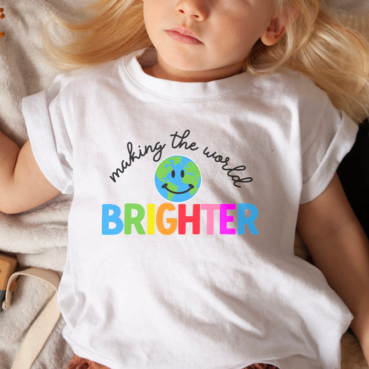 Making the world brighter kids white t-shirt