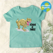 Dino Birthday Personalised Kids Organic T-Shirt