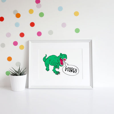 Dino Personalised Name Art Print
