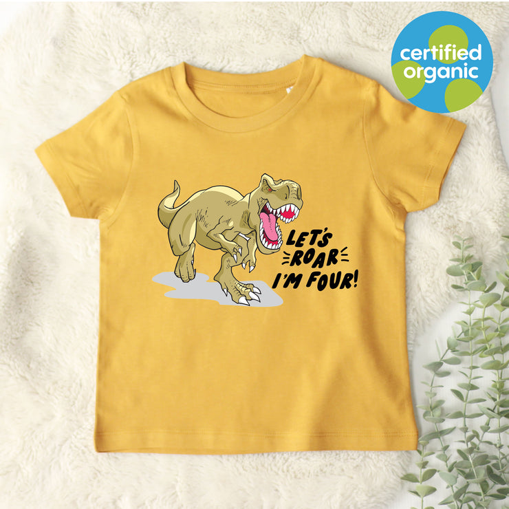 Dino Birthday Personalised Kids Organic T-Shirt