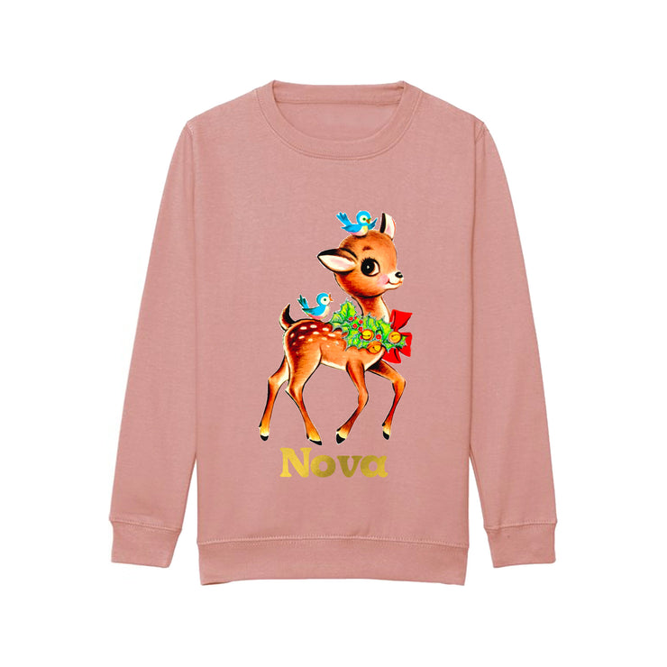 Vintage Personalised deer Kids Sweater/Sweatshirt