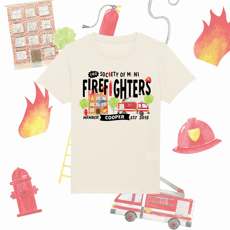 Mini Dreams Firefighter kids organic (personalised) t-shirt