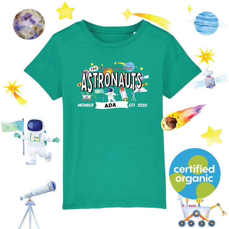 Mini Dreams astronaut kids (personalised) organic t-shirt