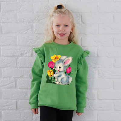 Retro Bunny Frill Kids Sweatshirt