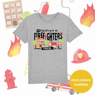 Mini Dreams Firefighter kids organic (personalised) t-shirt