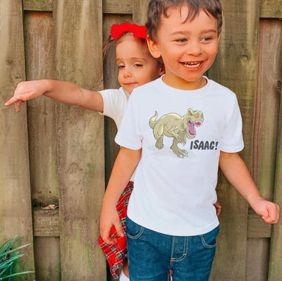 Dino Personalised multicolour print kids t-shirt