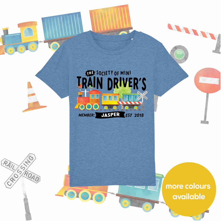 Mini Dreams Train Driver kids (Personalised) organic t-shirt