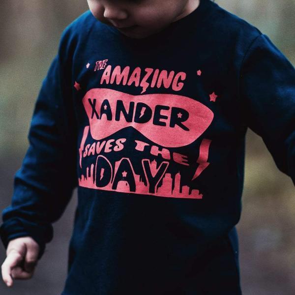 Super hero (personalised) organic kids t-shirt