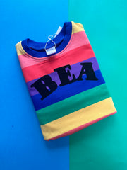 bright colourful kids clothes personalised name rainbow jumper