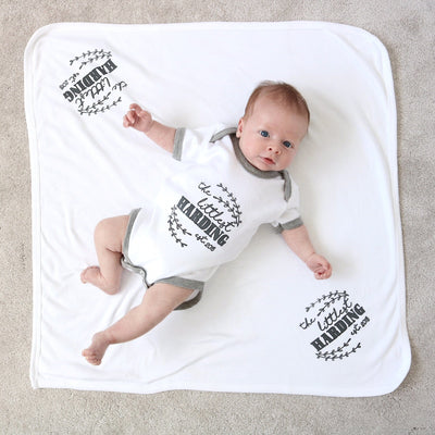 Personalised Surname Screen Printed Baby Blanket