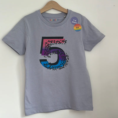 Pre-made Birthday- 5 leopard ombré tee