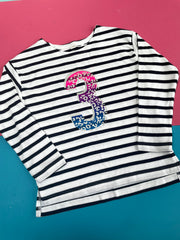 Leopard Birthday Stripe Tee/Breton