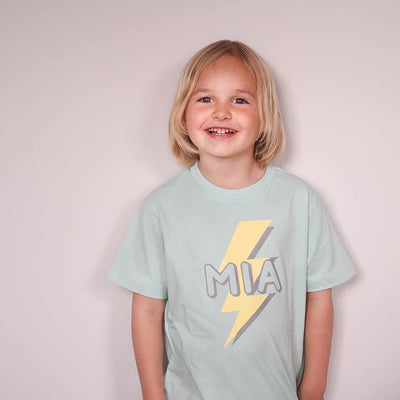 kids lightning bolt personalised t-shirt