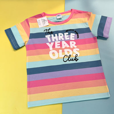 The birthday club pastel striped Tee