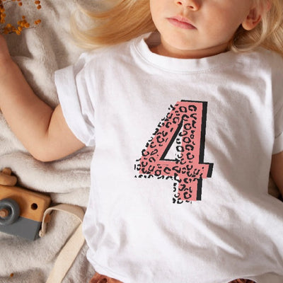 Leopard initial or number Kids tee