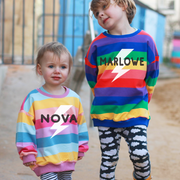 Personalised Bolt Rainbow Kids Jumper