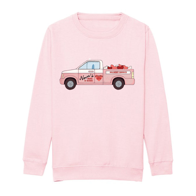 Love truck (Personalised) valentines kids sweater