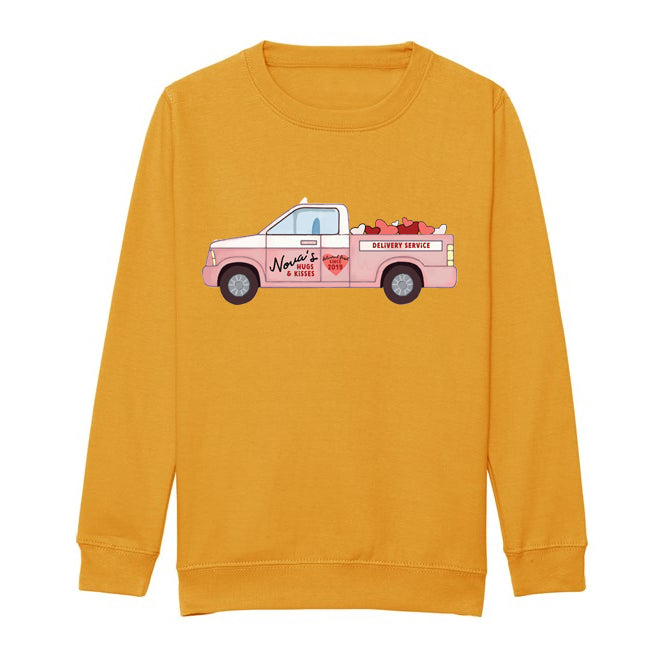 Love truck (Personalised) valentines kids sweater