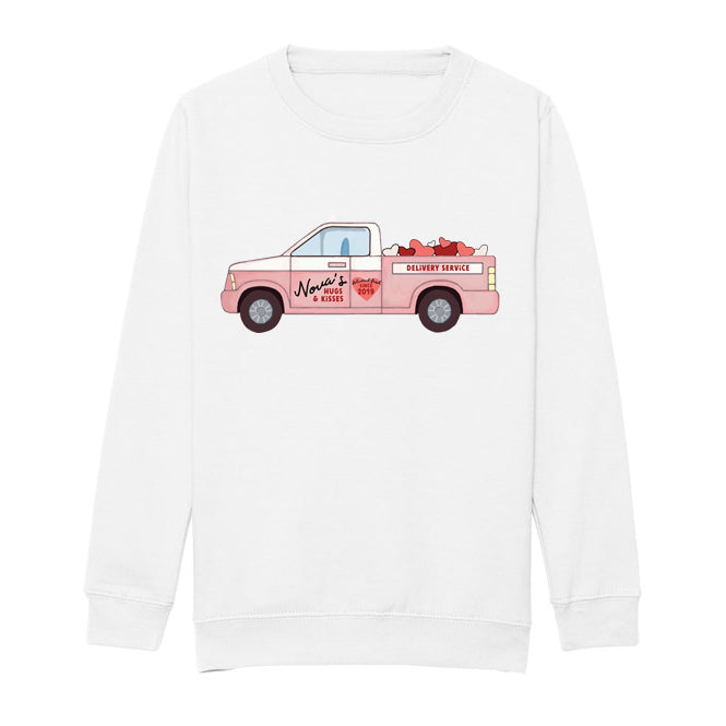 Love truck (Personalised) valentines kids sweater