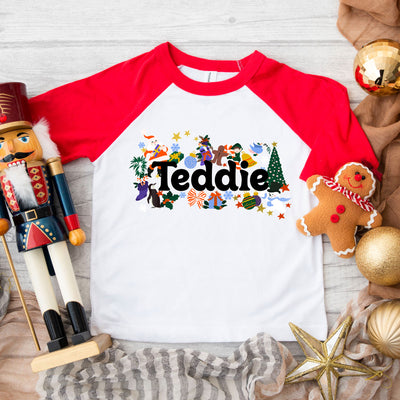 Merry Moniker Christmas Kids Raglan