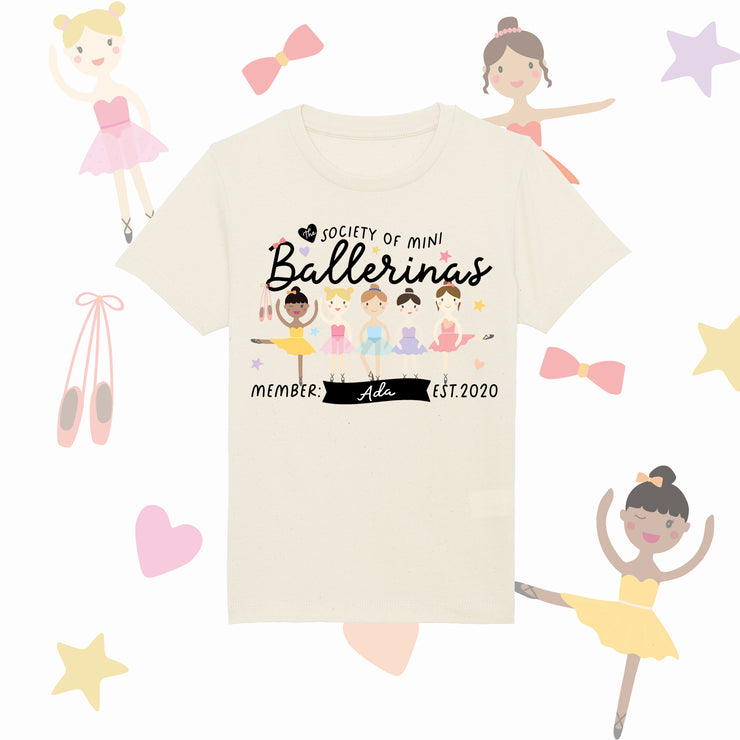 Mini Dreams Ballerina kids (Personalised) organic t-shirt