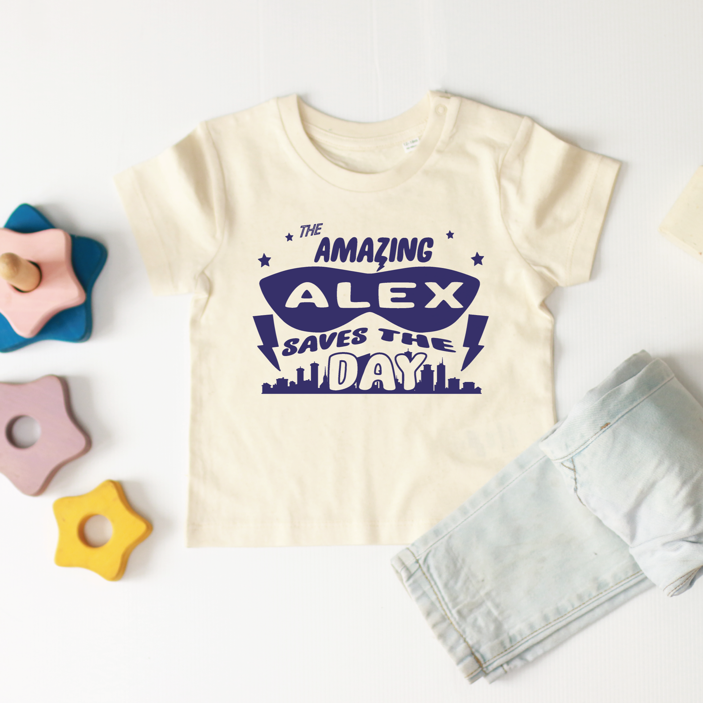 Super hero (personalised) organic kids t-shirt