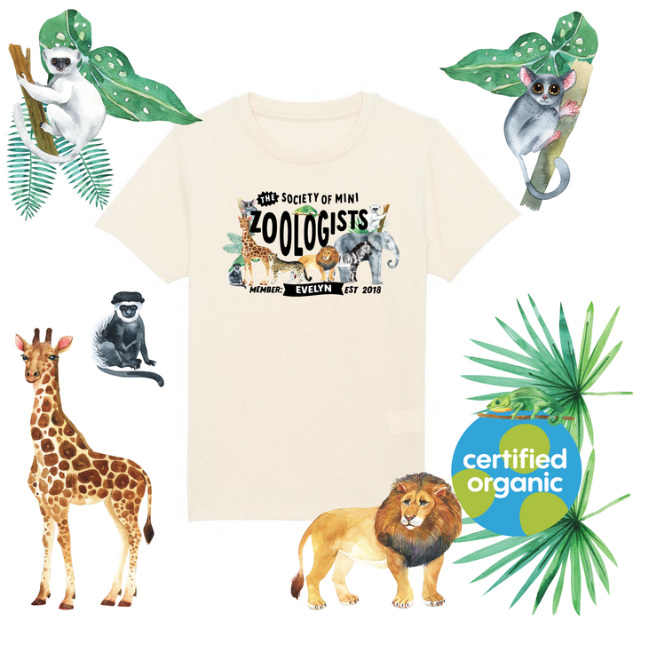 Mini Dreams zoologist kids (personalised) organic t-shirt