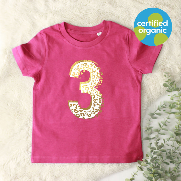 Birthday Leopard Kids Organic T-Shirt