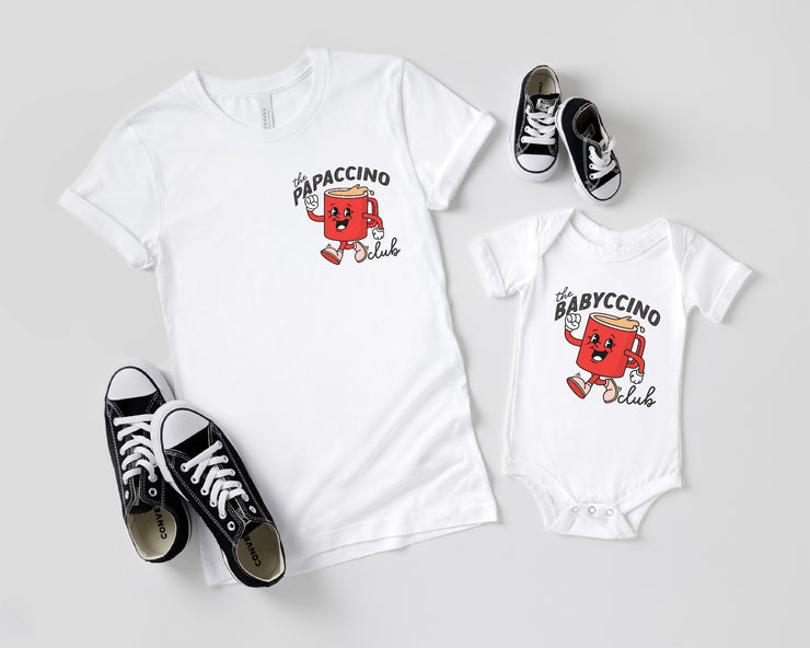 Papaccino/ babyccino Raglan Baseball/ T-Shirt or Vest Set