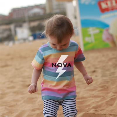 Personalised Bolt Pastel Striped Tee