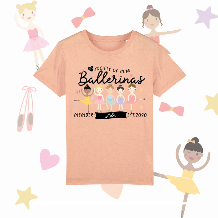 Mini Dreams Ballerina kids (Personalised) organic t-shirt