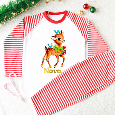 Vintage Deer Christmas personalised Pyjamas